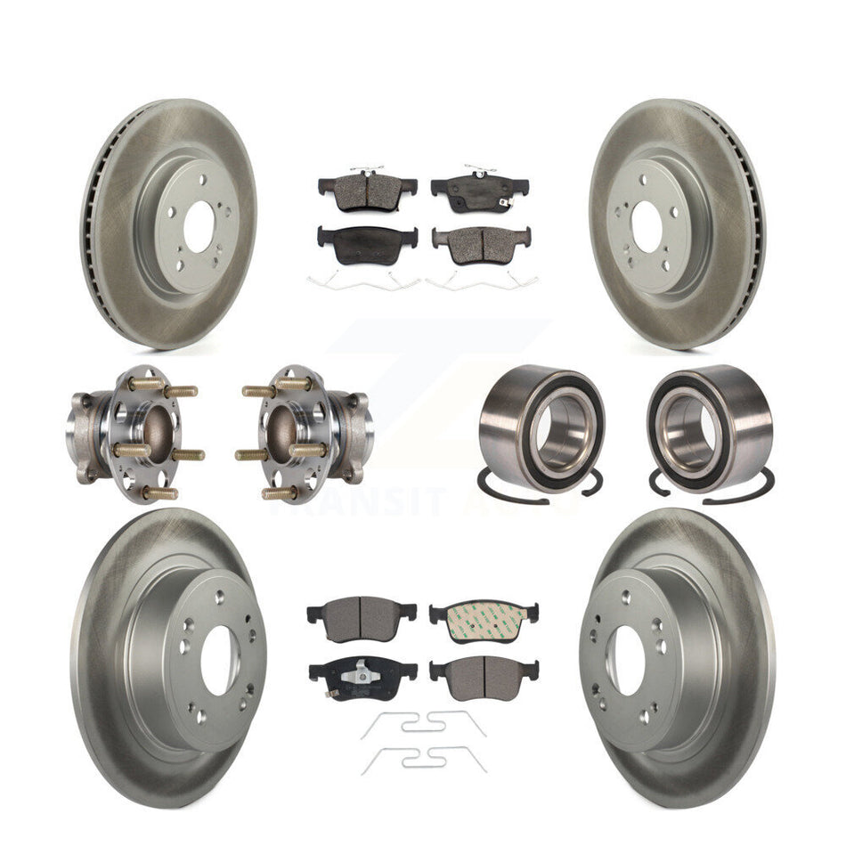 Front Rear Wheel Hub Bearing Coated Disc Brake Rotor And Pads Kit (10Pc) For Honda Accord KBB-124850