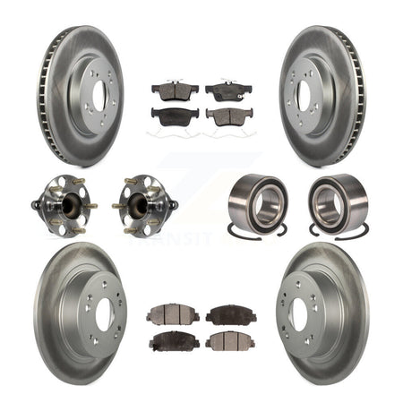 Front Rear Wheel Hub Bearing Coated Disc Brake Rotor And Pads Kit (10Pc) For Honda Accord KBB-124852