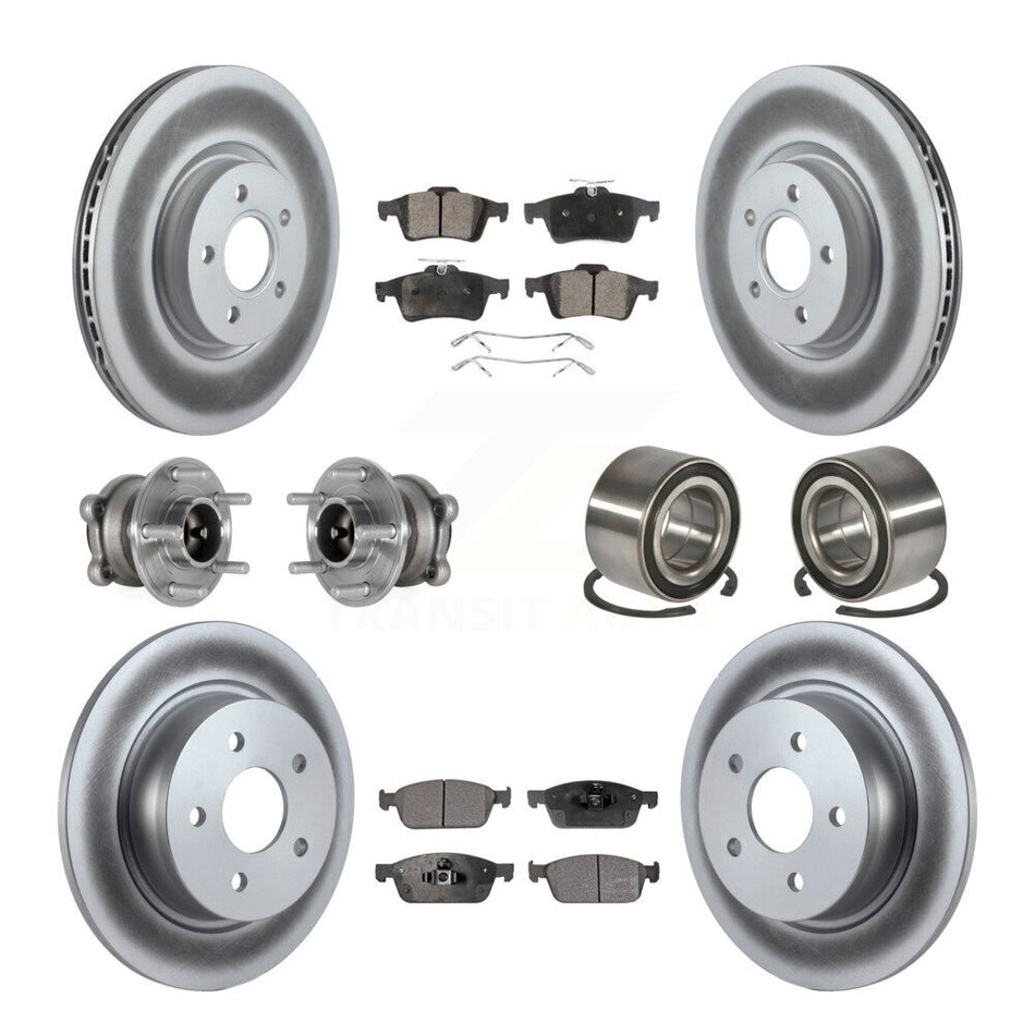 Front Rear Hub Bearing Coated Brake Rotor & Pads Kit (10Pc) For Ford Escape FWD with 2.0L KBB-124859