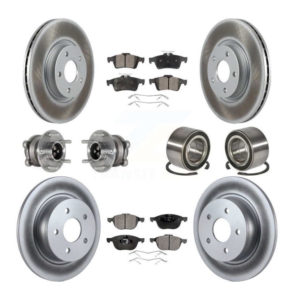 Front Rear Hub Bearing Coated Disc Brake Rotors And Pads Kit (10Pc) For Ford Escape C-Max KBB-124860