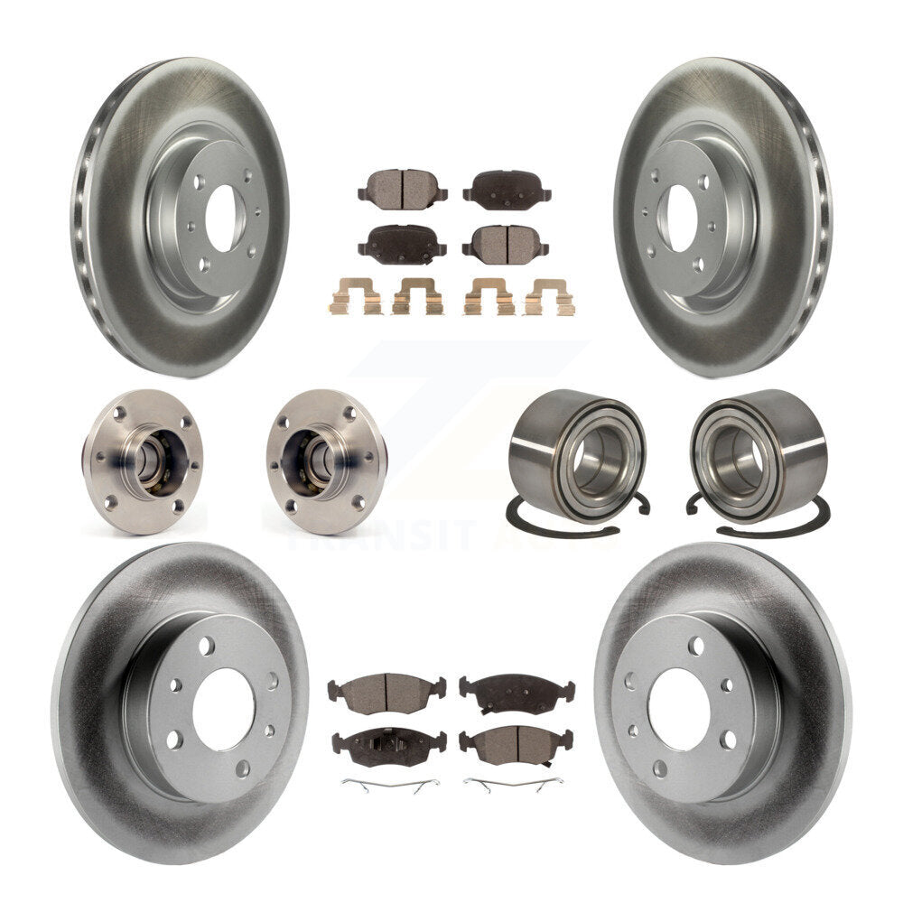 Front Rear Hub Bearings Coated Disc Brake Rotors And Ceramic Pads Kit (10Pc) For Fiat 500 KBB-124899