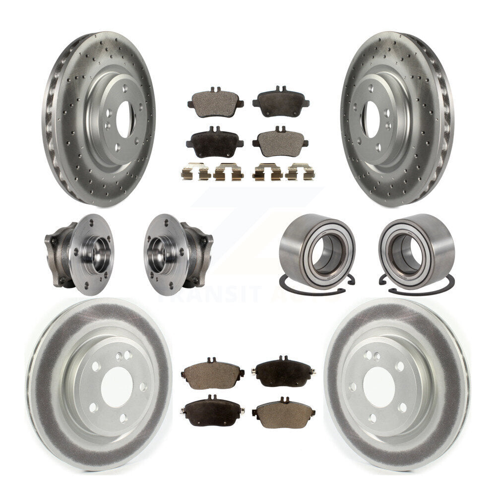 Front Rear Hub Bearing Coat Brake Rotor Pad Kit (10Pc) For 15-18 Mercedes-Benz CLA250 AWD KBB-124901