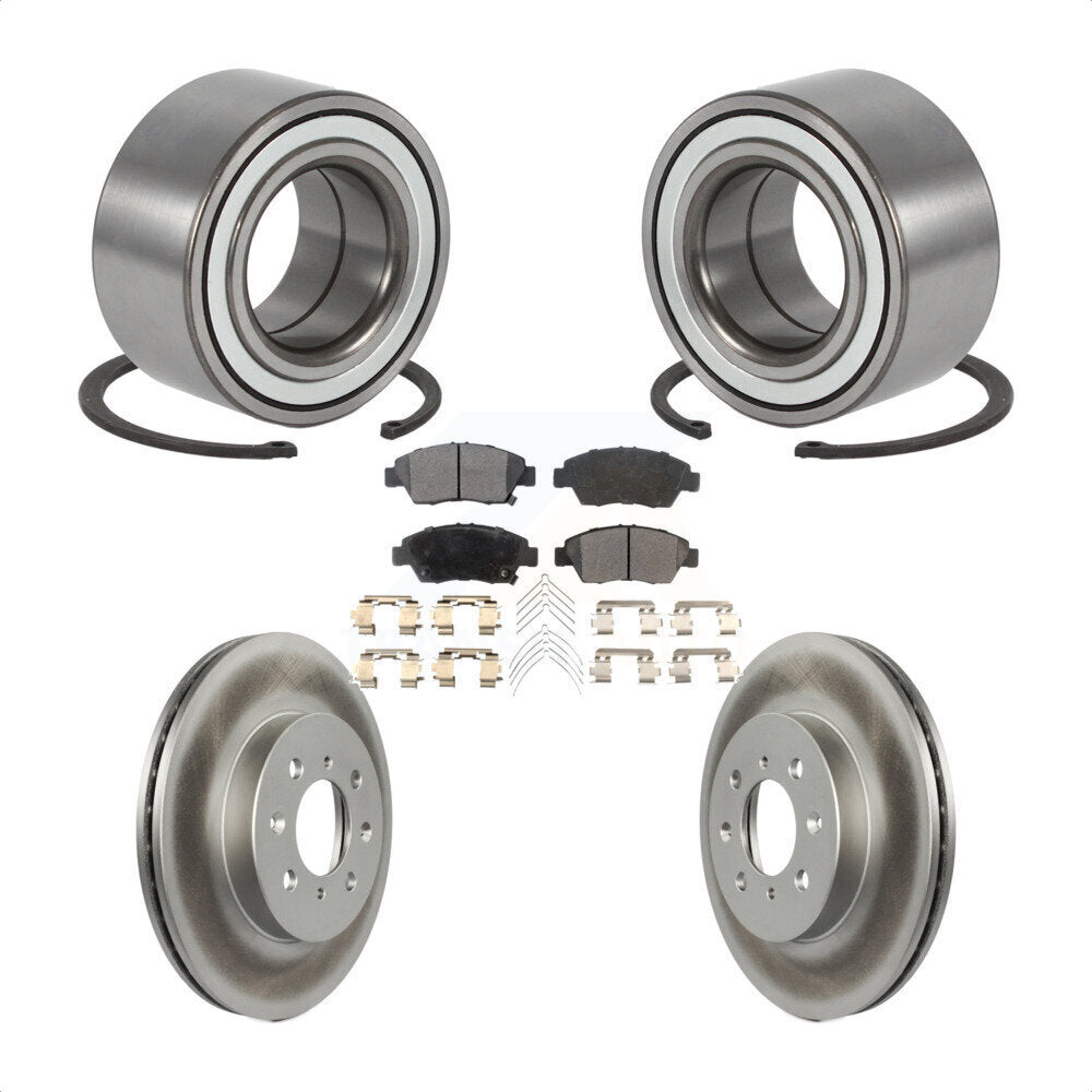 Front Wheel Bearing Coat Brake Rotor Pads Kit For 2004-2005 Honda Civic With 4 Lug Wheels KBB-124923