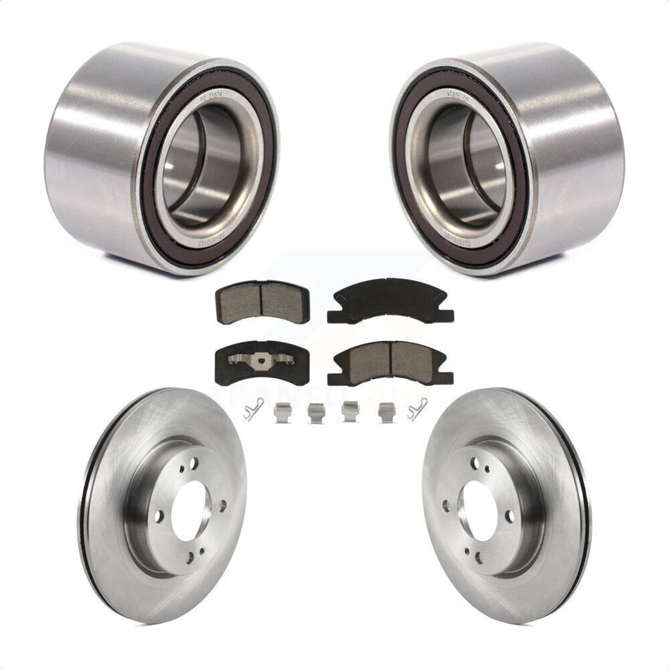 Front Wheel Bearing Disc Brake Rotors And Pads Kit For 2017-2022 Mitsubishi Mirage G4 KBB-124962