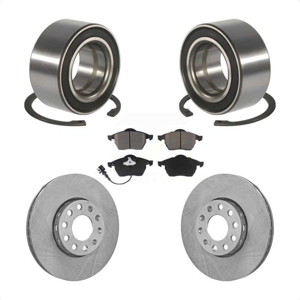 Front Wheel Bearing Disc Brake Rotors And Ceramic Pads Kit For Audi A6 Quattro 100 KBB-124968