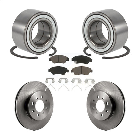 Front Wheel Bearing Brake Rotor & Pads Kit For 2004-2005 Honda Civic Si With 4 Lug Wheels KBB-124985