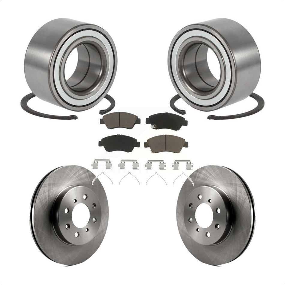 Front Wheel Bearing Brake Rotor & Pads Kit For 2004-2005 Honda Civic Si With 4 Lug Wheels KBB-124985