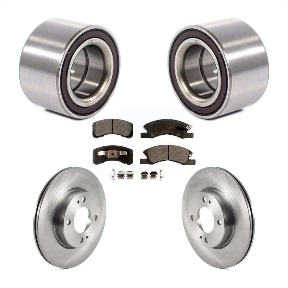 Front Wheel Bearing Disc Brake Rotors And Pads Kit For 2017-2022 Mitsubishi Mirage G4 KBB-124993
