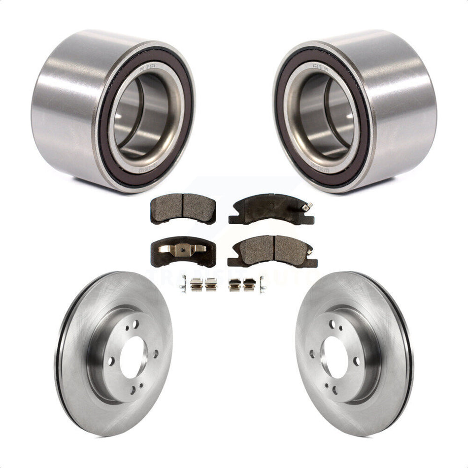 Front Wheel Bearing Disc Brake Rotors And Pads Kit For 2017-2022 Mitsubishi Mirage G4 KBB-124993