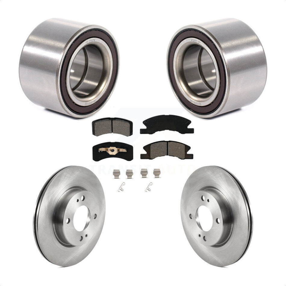 Front Wheel Bearing Disc Brake Rotors And Pads Kit For 2017-2022 Mitsubishi Mirage G4 KBB-125027