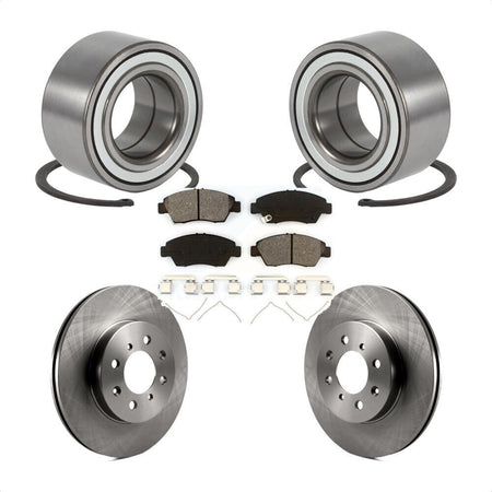 Front Wheel Bearing Brake Rotor & Pads Kit For 2004-2005 Honda Civic Si With 4 Lug Wheels KBB-125032