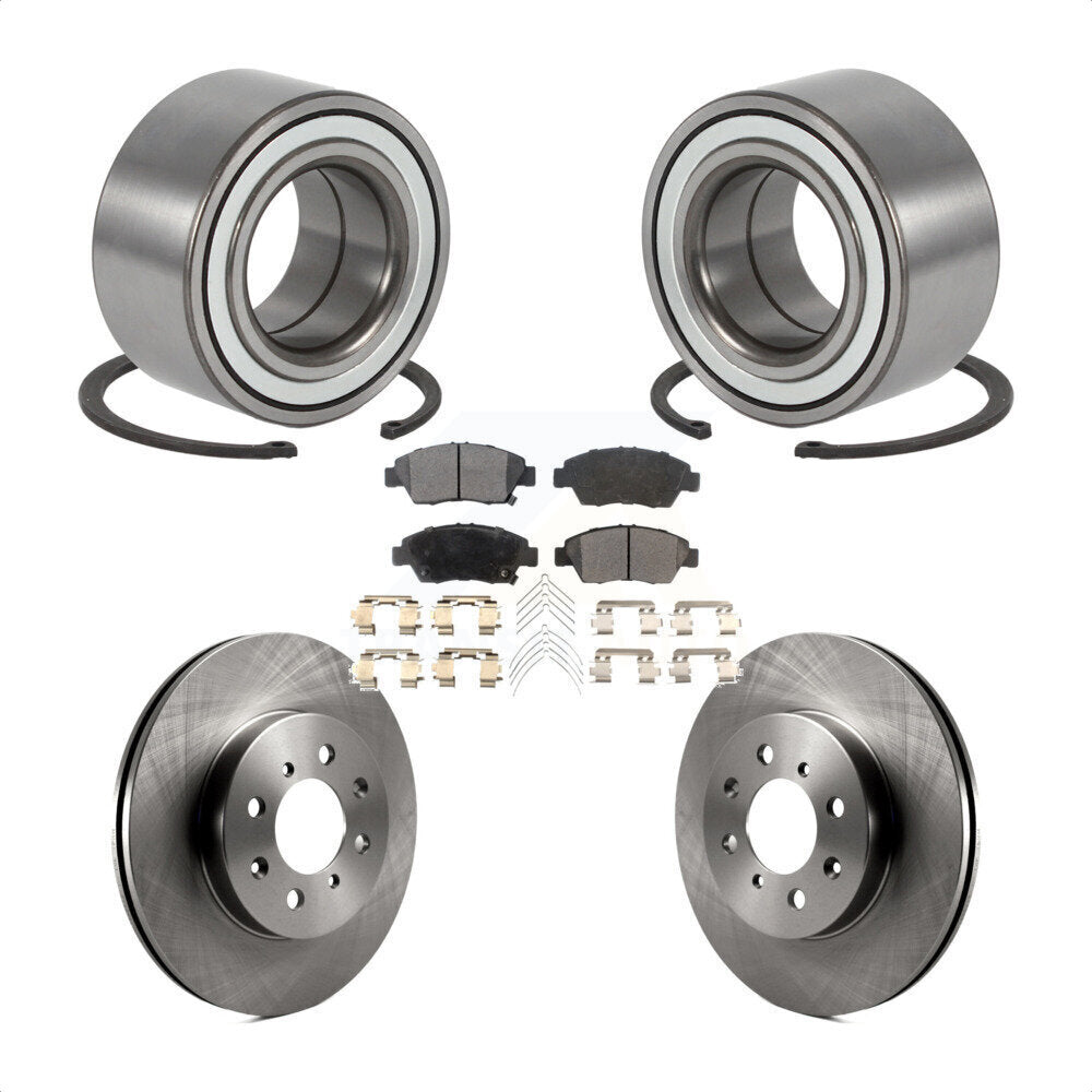 Front Wheel Bearing Brake Rotor & Pads Kit For 2004-2005 Honda Civic Si With 4 Lug Wheels KBB-125087