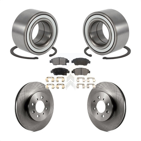 Front Wheel Bearing Brake Rotor & Pads Kit For 2004-2005 Honda Civic Si With 4 Lug Wheels KBB-125087