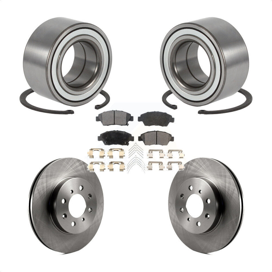 Front Wheel Bearing Brake Rotor & Pads Kit For 2004-2005 Honda Civic Si With 4 Lug Wheels KBB-125087