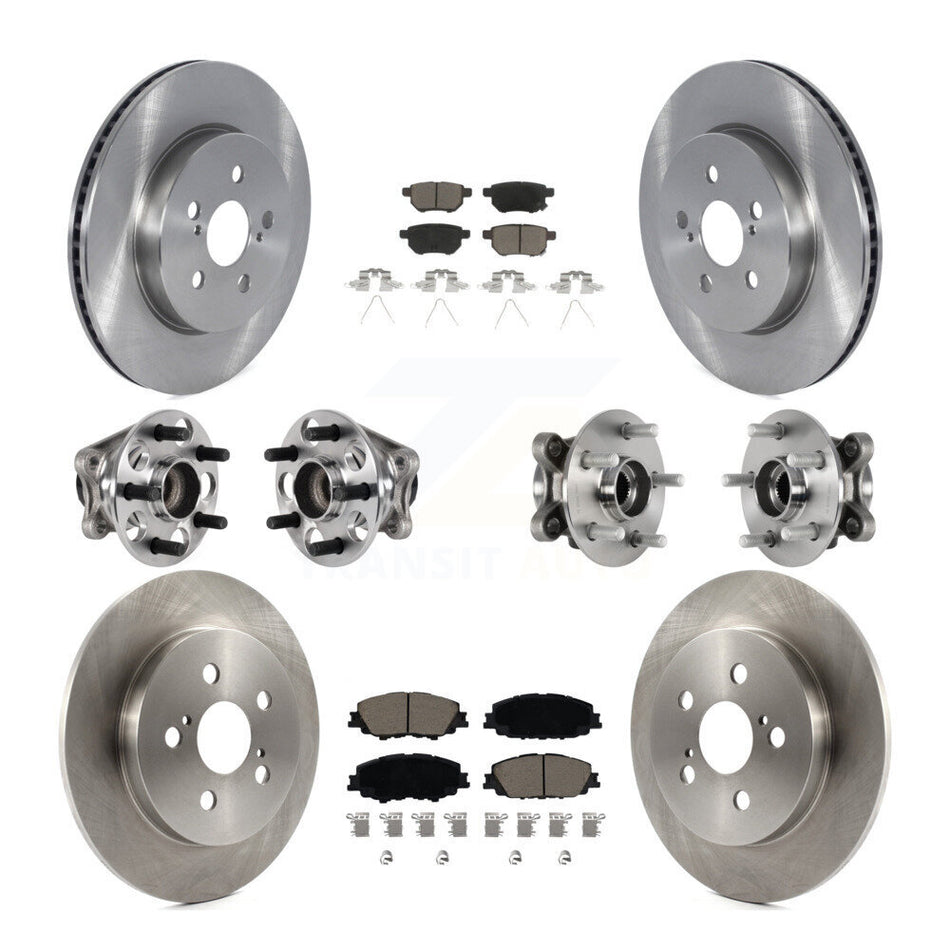 Front Rear Hub Bearing Disc Brake Rotor & Pad Kit (10Pc) For 2020-2022 Toyota Prius Prime KBB-125101