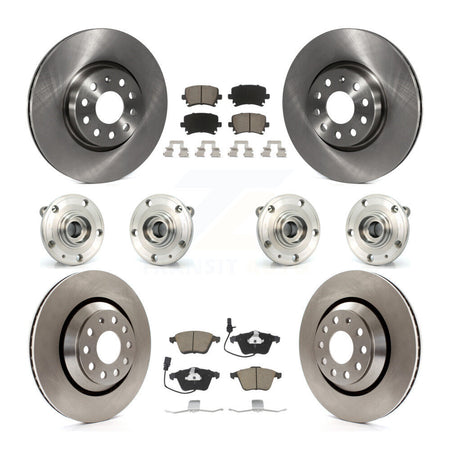Front Rear Hub Bearings Disc Brake Rotors And Ceramic Pads Kit (10Pc) For Volkswagen CC KBB-125103