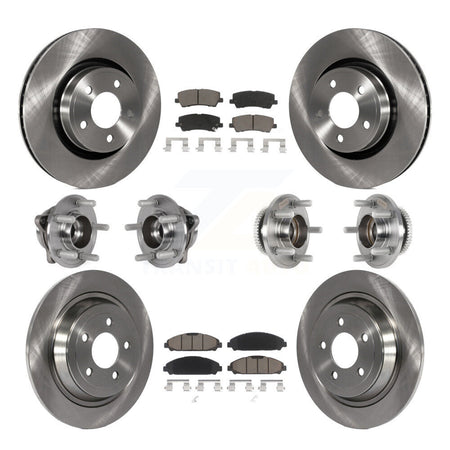 Front Rear Hub Bearing Disc Brake Rotor And Pads Kit (10Pc) For Ford Mustang V6 with 3.7L KBB-125108