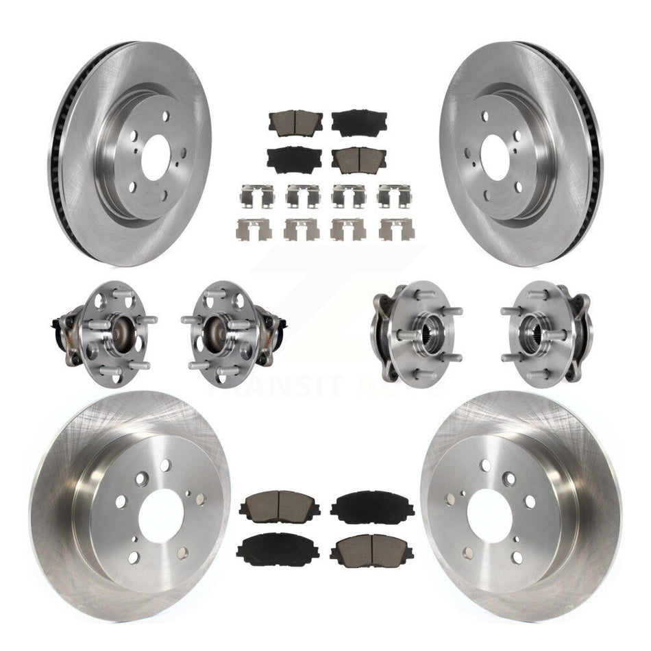 Front Rear Hub Bearings Disc Brake Rotors And Ceramic Pads Kit (10Pc) For Toyota Camry KBB-125117