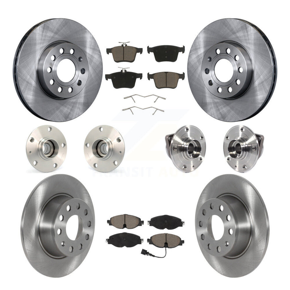 Front Rear Hub Bearing Brake Rotor And Pad Kit (10Pc) For 2019-2021 Volkswagen Jetta 1.4L KBB-125121