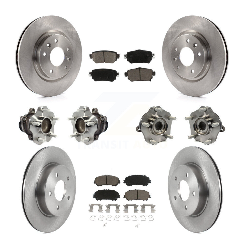 Front Rear Hub Bearing Disc Brake Rotor And Pad Kit (10Pc) For Nissan Rogue Sport Qashqai KBB-125127