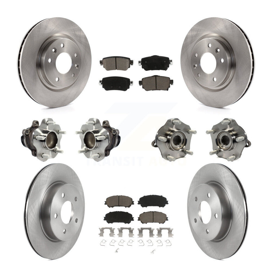 Front Rear Hub Bearing Disc Brake Rotor And Pad Kit (10Pc) For Nissan Rogue Sport Qashqai KBB-125127