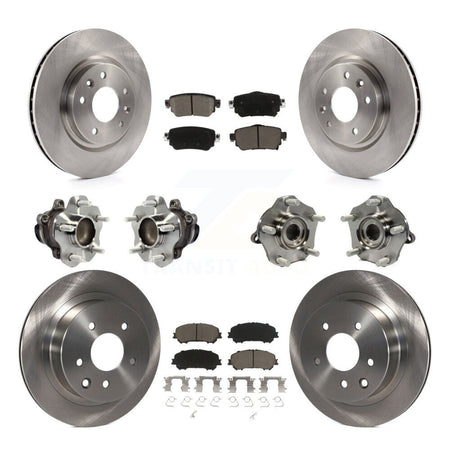 Front Rear Hub Bearing Brake Rotor Pads Kit (10Pc) For 2019 Nissan Rogue Sport S with FWD KBB-125128
