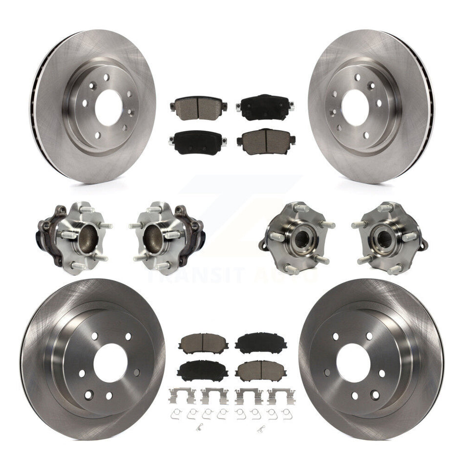 Front Rear Hub Bearing Brake Rotor Pads Kit (10Pc) For 2019 Nissan Rogue Sport S with FWD KBB-125128