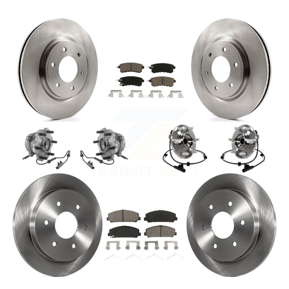 Front Rear Hub Bearing Brake Rotor Pads Kit (10Pc) For Nissan Armada AWD With Solid KBB-125131