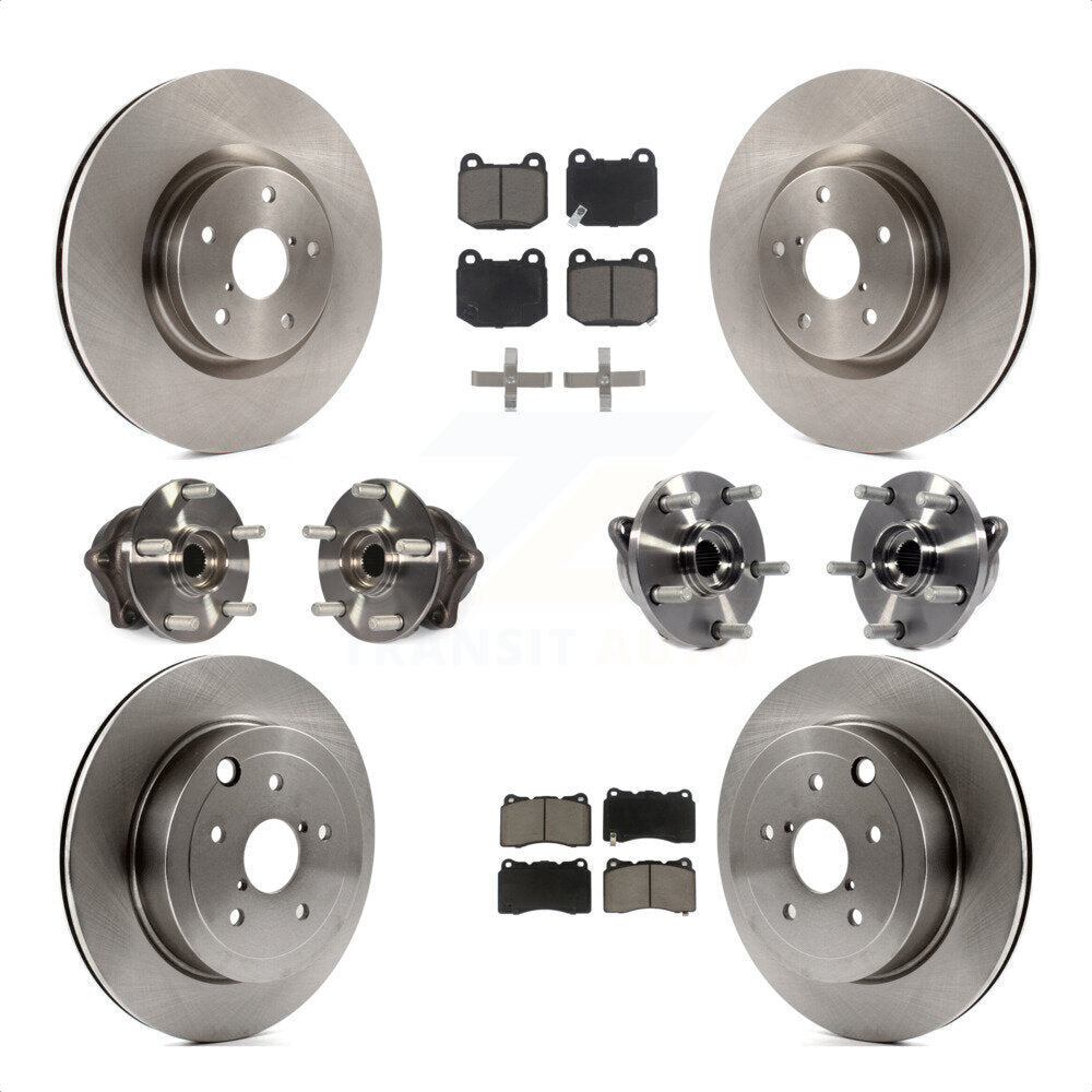 Front Rear Hub Bearings Disc Brake Rotors And Pads Kit (10Pc) For Subaru Impreza WRX STI KBB-125138