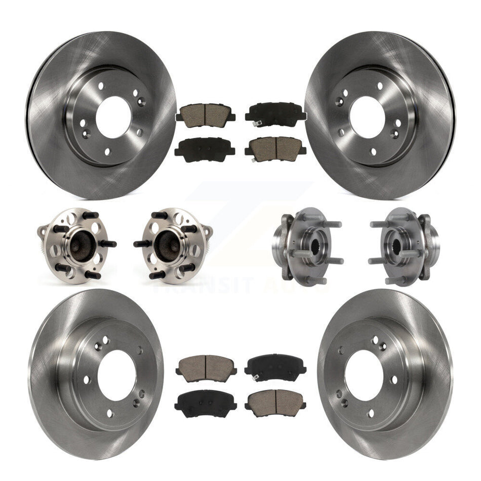 Front Rear Hub Bearings Disc Brake Rotors And Pads Kit (10Pc) For 2017 Hyundai Elantra GT KBB-125139