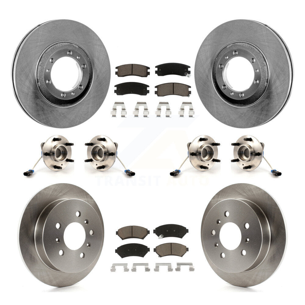 Front Rear Hub Bearing Disc Brake Rotors And Pads Kit (10Pc) For 2001 Pontiac Montana AWD KBB-125166