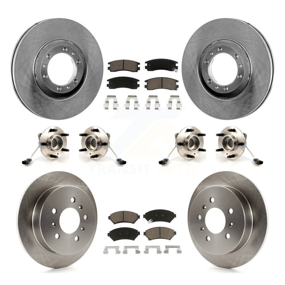 Front Rear Hub Bearing Disc Brake Rotors And Pads Kit (10Pc) For 2001 Pontiac Montana AWD KBB-125166