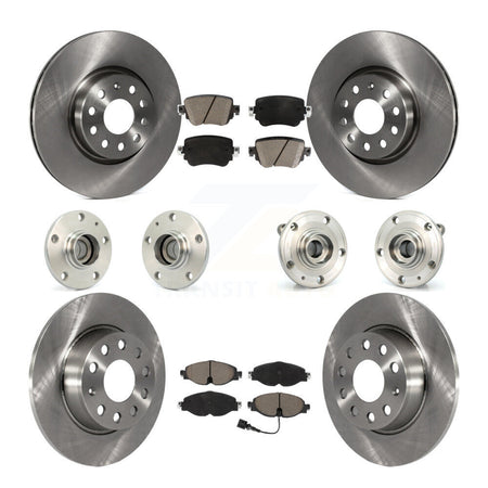 Front Rear Hub Bearing Disc Brake Rotor And Ceramic Pads Kit (10Pc) For Volkswagen Passat KBB-125168