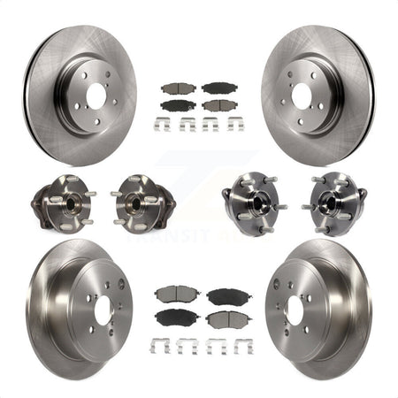Front Rear Hub Bearings Disc Brake Rotors And Ceramic Pads Kit (10Pc) For Subaru WRX KBB-125169