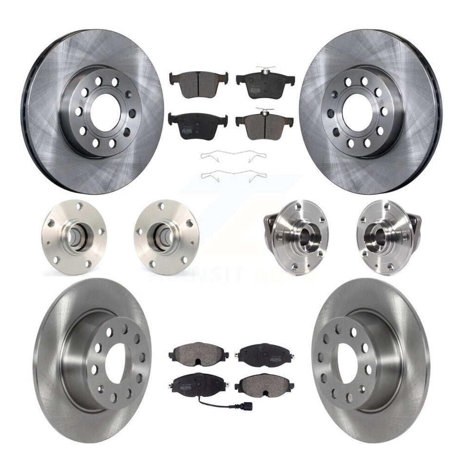 Front Rear Hub Bearing Brake Rotor And Pad Kit (10Pc) For 2019-2021 Volkswagen Jetta 1.4L KBB-125188