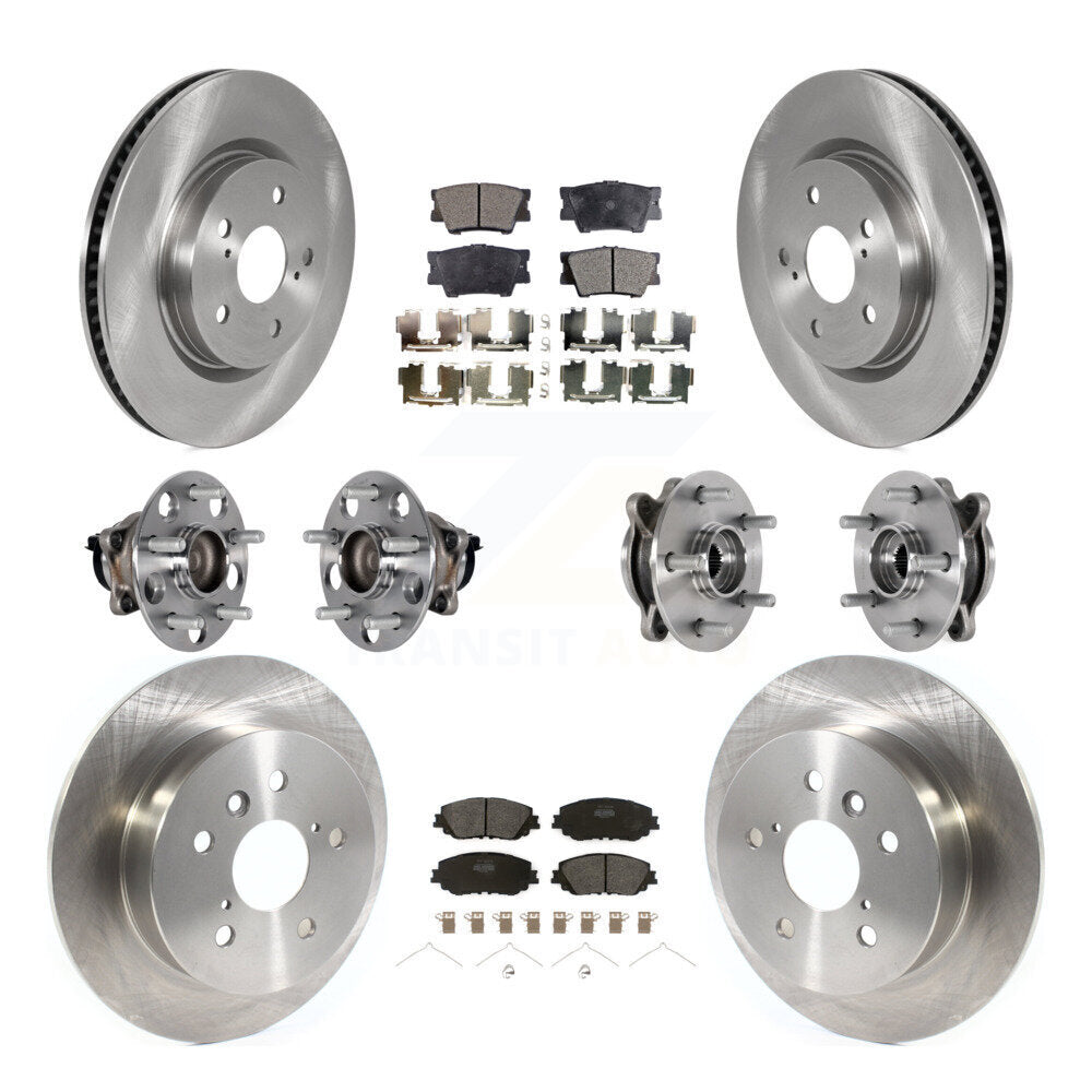 Front Rear Hub Bearing Disc Brake Rotor And Semi-Metallic Pad Kit (10Pc) For Toyota Camry KBB-125189