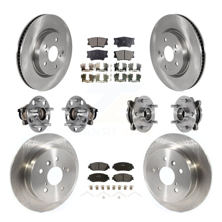Front Rear Hub Bearing Disc Brake Rotor And Semi-Metallic Pad Kit (10Pc) For Toyota Camry KBB-125189