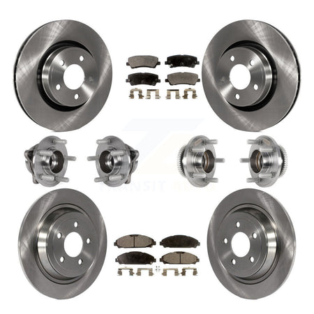 Front Rear Hub Bearing Disc Brake Rotor And Pads Kit (10Pc) For Ford Mustang V6 with 3.7L KBB-125194