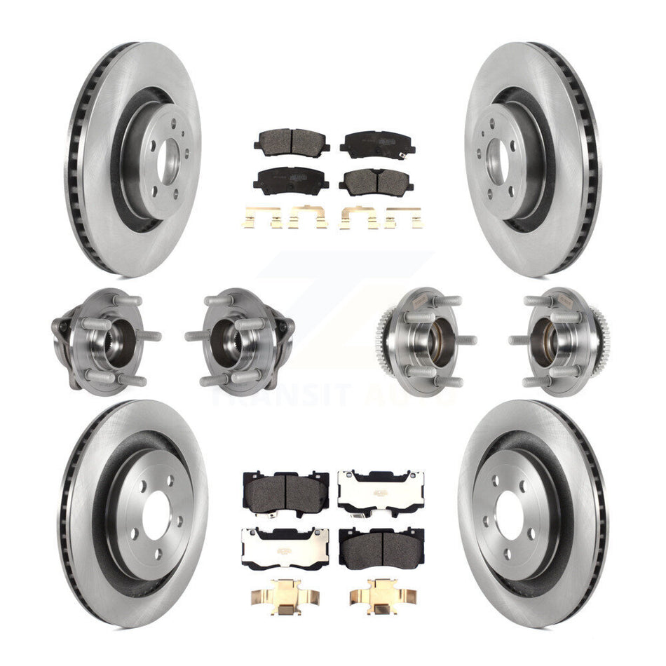Front Rear Hub Bearing Brake Rotor Pads Kit (10Pc) For Ford Mustang Without Brembo Brakes KBB-125195