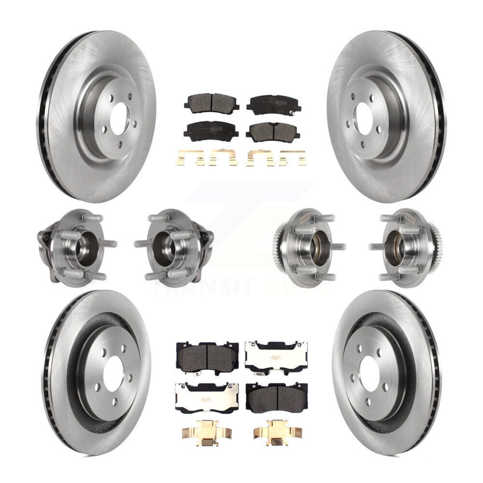 Front Rear Hub Bearing Brake Rotor Pads Kit (10Pc) For Ford Mustang Without Brembo Brakes KBB-125198