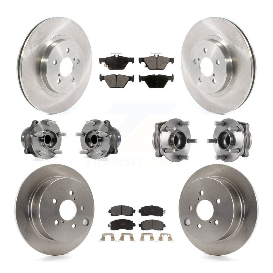 Front Rear Hub Bearing Brake Rotor & Pads Kit (10Pc) For 2020 Subaru Crosstrek GAS engine KBB-125205