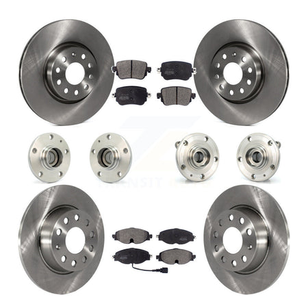 Front Rear Hub Bearing Assembly Disc Brake Rotor And Pad Kit (10Pc) For Volkswagen Passat KBB-125214
