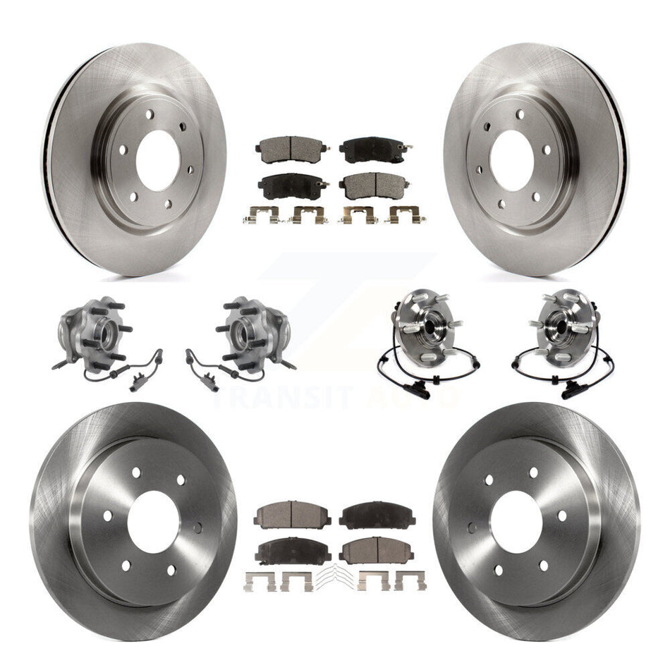 Front Rear Hub Bearing Brake Rotor Pads Kit (10Pc) For Nissan Armada AWD With Solid KBB-125259
