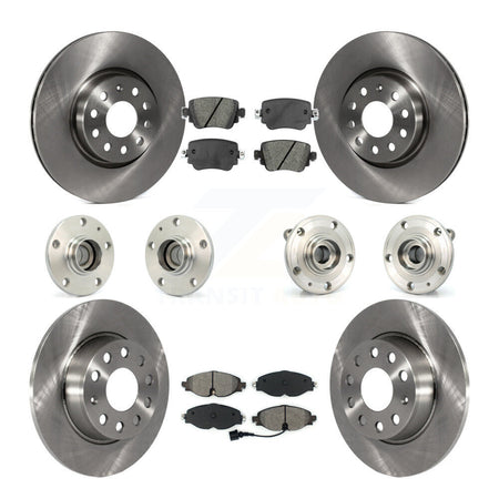 Front Rear Hub Bearing Assembly Disc Brake Rotor And Pad Kit (10Pc) For Volkswagen Passat KBB-125287