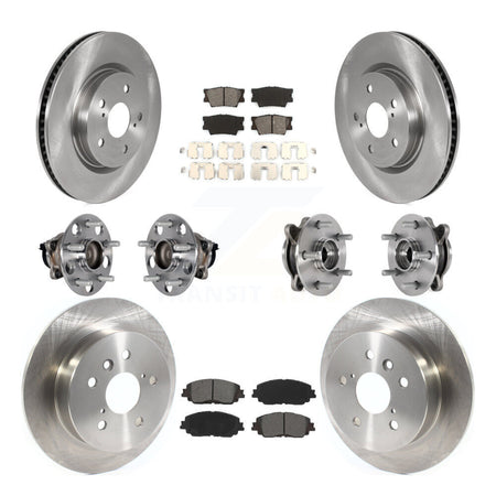Front Rear Hub Bearing Disc Brake Rotor And Semi-Metallic Pad Kit (10Pc) For Toyota Camry KBB-125291