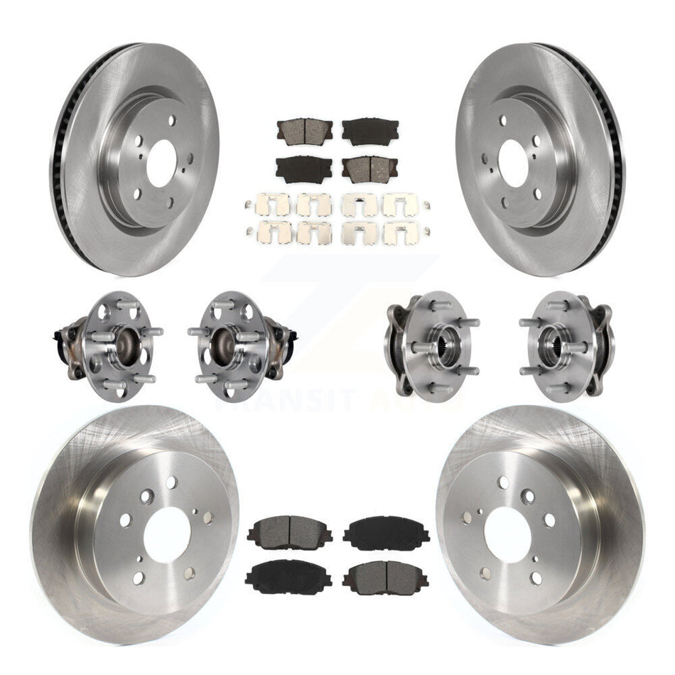Front Rear Hub Bearing Disc Brake Rotor And Semi-Metallic Pad Kit (10Pc) For Toyota Camry KBB-125291