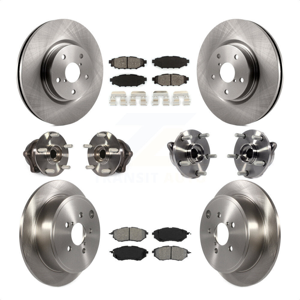 Front Rear Hub Bearing Disc Brake Rotors And Semi-Metallic Pads Kit (10Pc) For Subaru WRX KBB-125294
