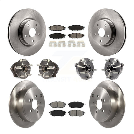 Front Rear Hub Bearing Disc Brake Rotors And Semi-Metallic Pads Kit (10Pc) For Subaru WRX KBB-125294