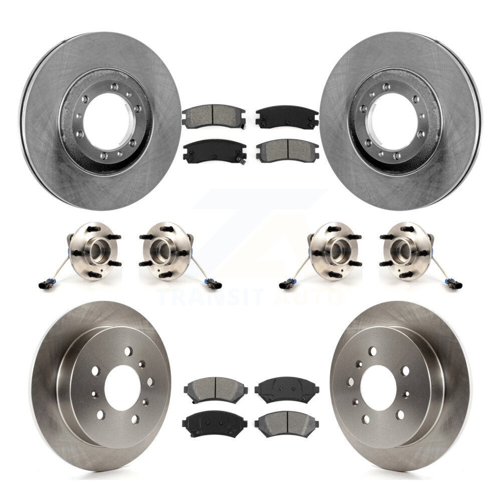 Front Rear Hub Bearing Disc Brake Rotors And Pads Kit (10Pc) For 2001 Pontiac Montana AWD KBB-125303