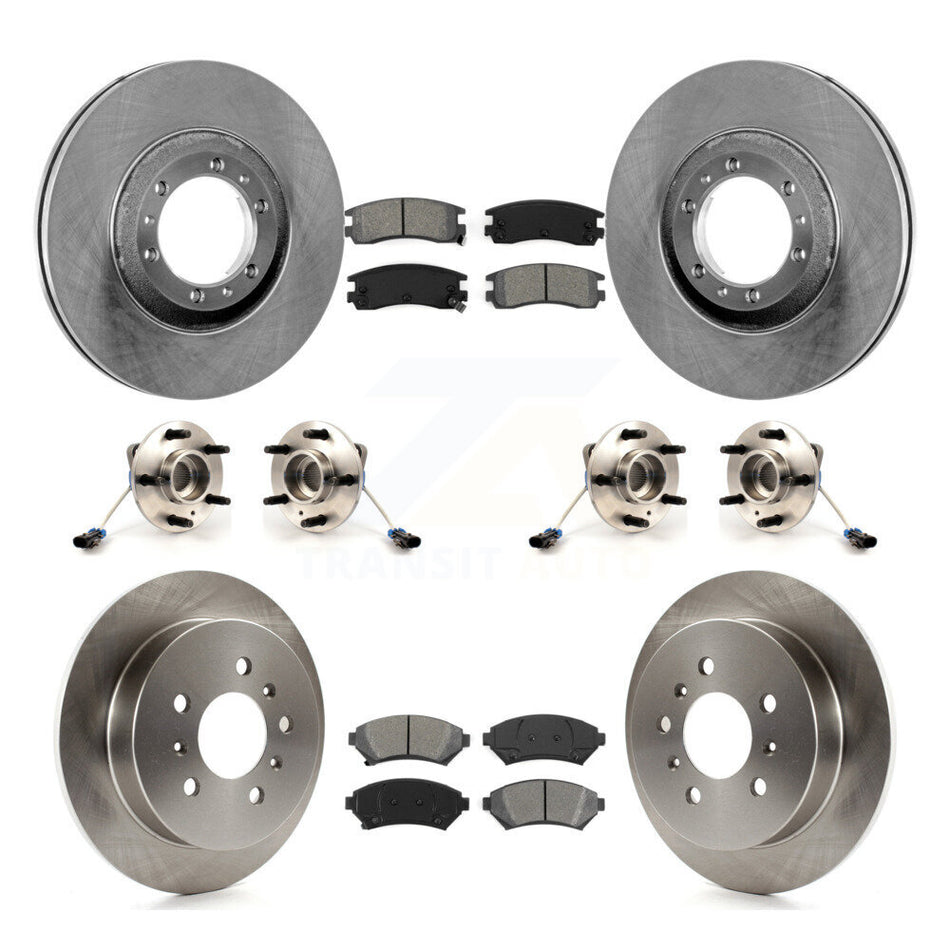 Front Rear Hub Bearing Disc Brake Rotors And Pads Kit (10Pc) For 2001 Pontiac Montana AWD KBB-125303
